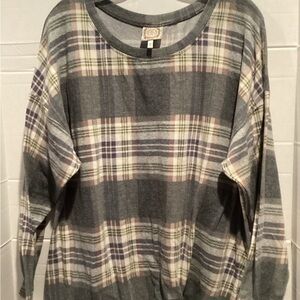 Ladies tru self Plaid Long Sleeve blouse size 2 x large